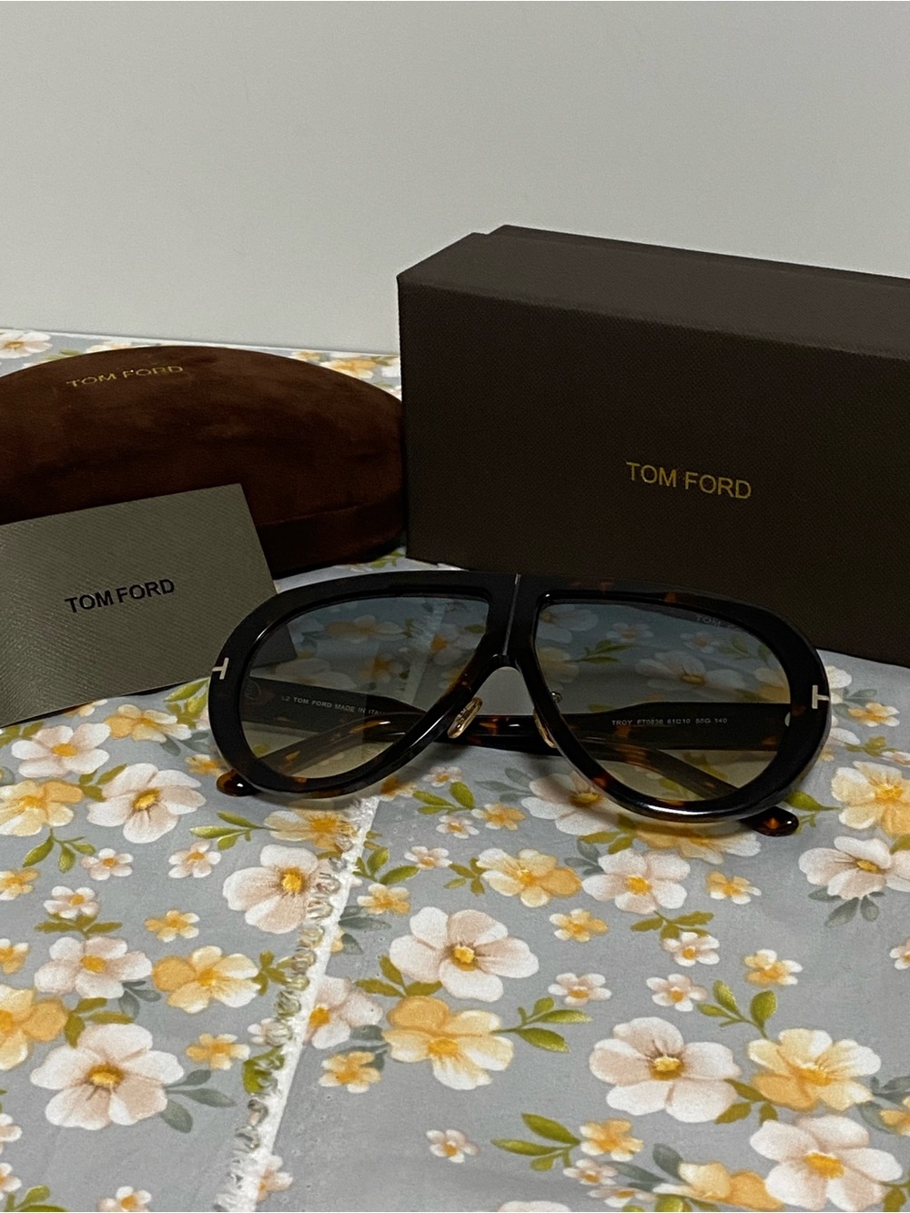 Tom Ford Men's Black Aviator Sunglasses with Subtle Tortoiseshell Temples